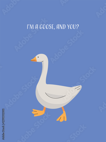 Postcard of a cute gray goose