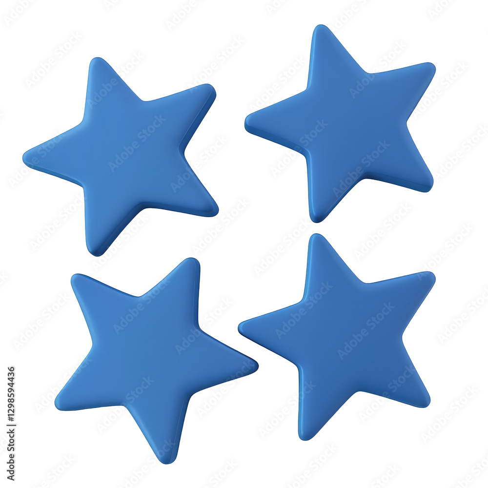 Blue Matte Finish Stars in 3D Model Isolated on Transparent background for Creative Applications and Designs Blue Matte Finish Stars in 3D Model Isolated on Transparent background for Creative Applications and Designs