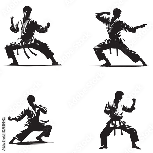 fighting training in Karate vector illustration