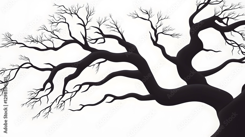 Illustration portraying branches of a tree with many slender twigs Illustration portraying branches of a tree with many slender twigs