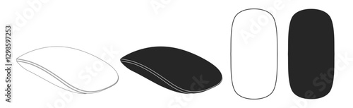 Computer mouse icons isolated on transparent. Flat style. Wired and wireless mouse, computer mouse logos and icons