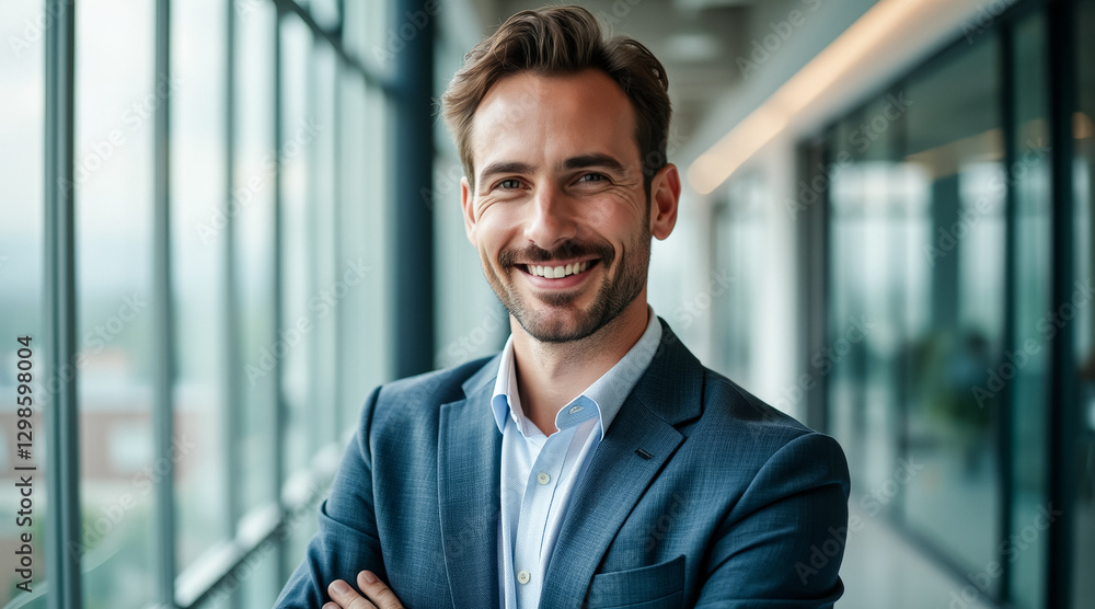 portrait of a smiling successful businessman in a navy blue suit portrait of a smiling successful businessman in a navy blue suit