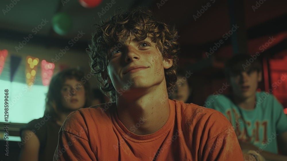 A circle of teenagers from different backgrounds are seated together, exchanging smiles and conversation A circle of teenagers from different backgrounds are seated together, exchanging smiles and conversation