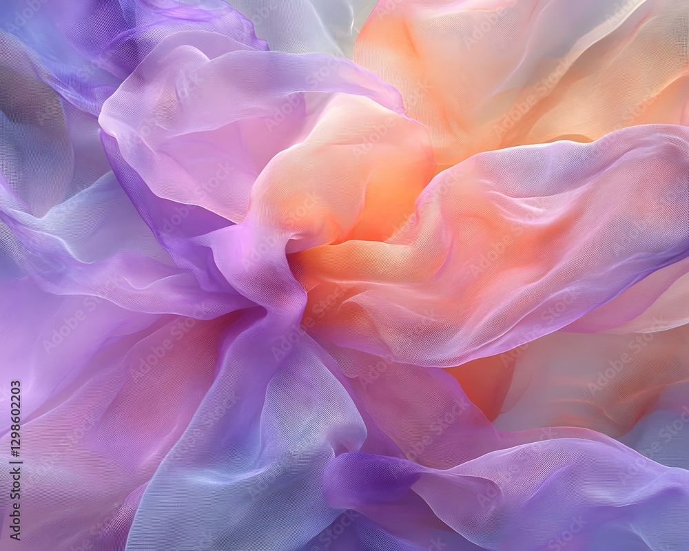 Fototapeta premium Abstract Pastel Purple Orange Sheer Fabric Texture Background