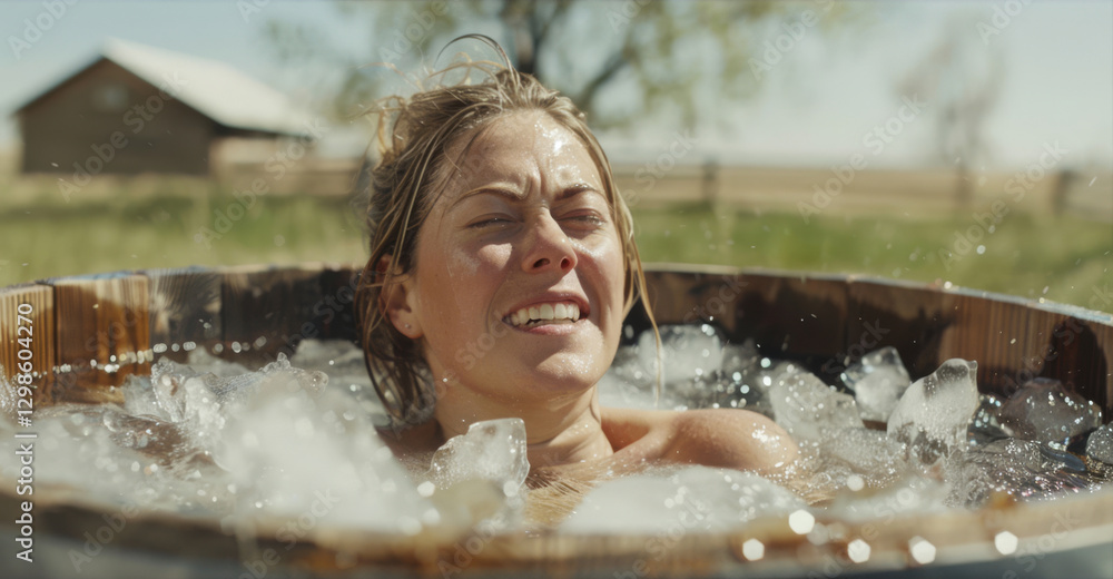 Obraz premium Extreme Cold Therapy in Ice Bath 