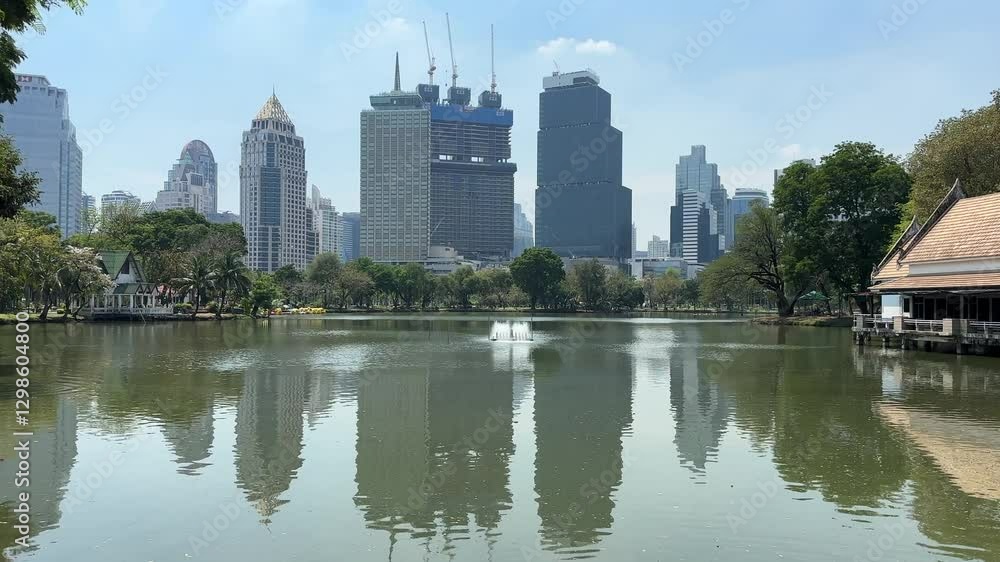 Lumphini Park city skyline bangkok thailand skyscrapers Lumphini Park city skyline bangkok thailand skyscrapers
