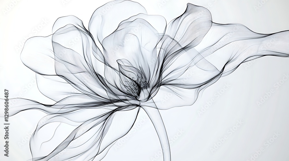 custom made wallpaper toronto digitalDetailed line art illustration of a blooming peony flower high resolution picture