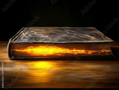 Enigmatic Book with Inner Light Igniting Curiosity and Imagination