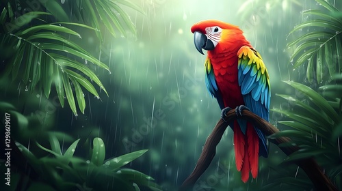 Wallpaper Mural Colorful parrots singing in tropical rainforests Torontodigital.ca
