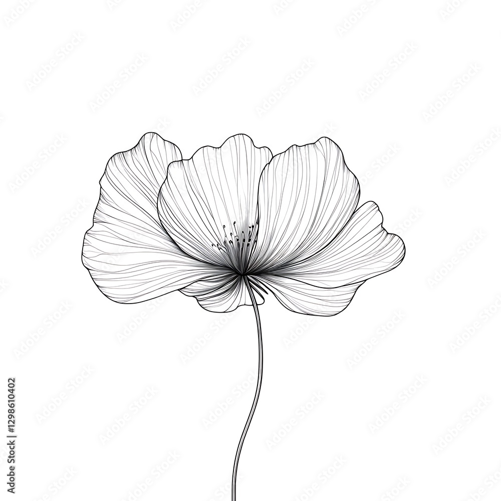 Fototapeta premium Minimalist vintage flower drawing with delicate and fine line details high resolution picture