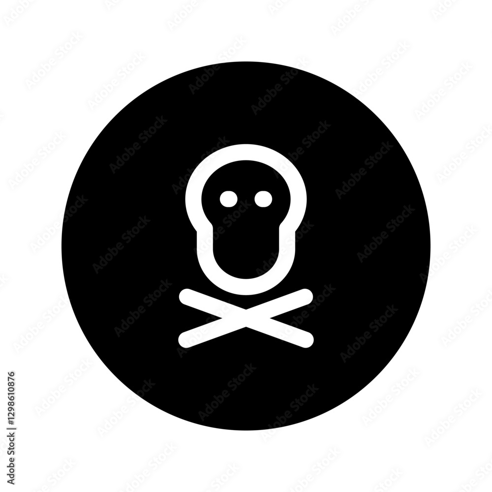 Fototapeta premium Classic skull with crossbones underneath, monochrome line icon.