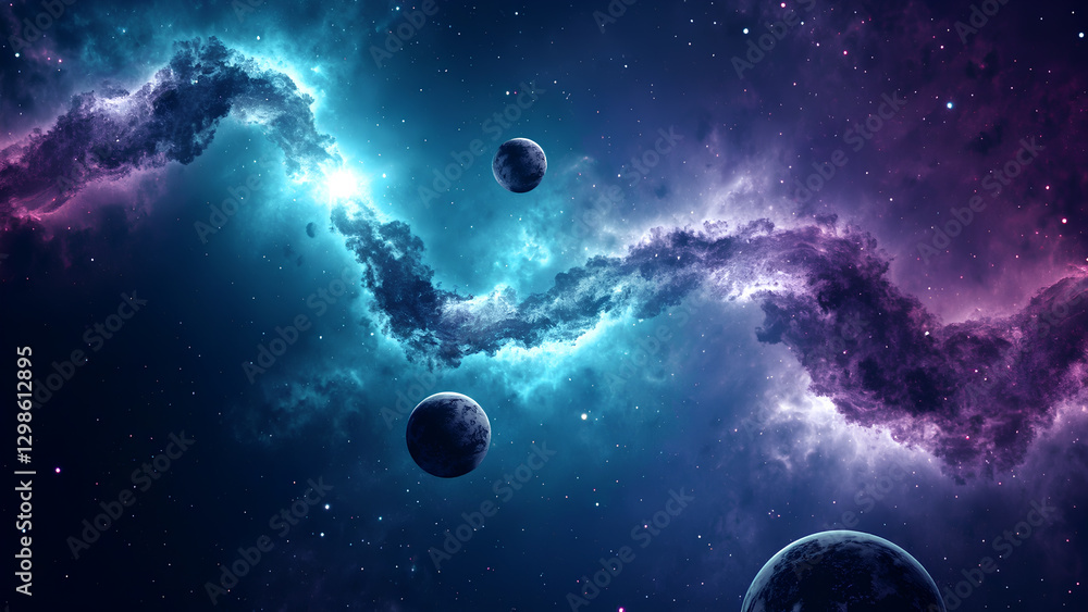 Fototapeta premium Earth and space with the sun and stars in the universe