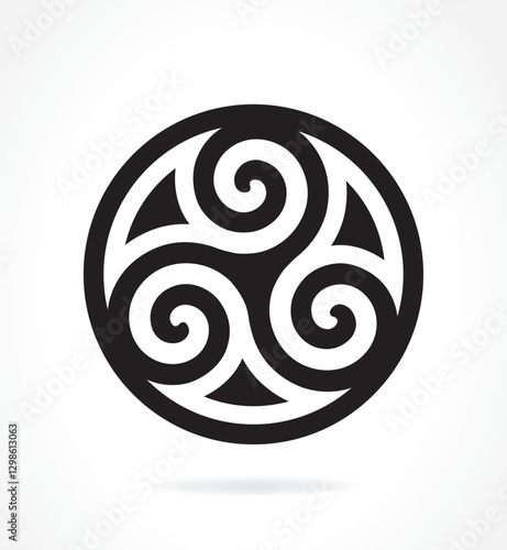 TRISKEL DANS CERCLE SYMBOLE BRETAGNE MISE EN SCENE V2 - Illustration vectorielle