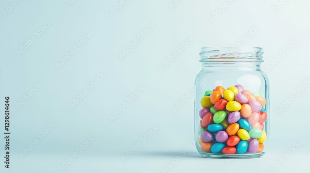 Glass jar with colorful candies on a white background, vibrant tones, studio lighting, Glass jar with colorful candies on a white background, vibrant tones, studio lighting,