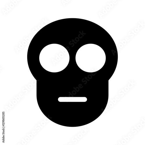 Canvas Print Solid skull icon with sad expression, downturned mouth and sorrowful eyes