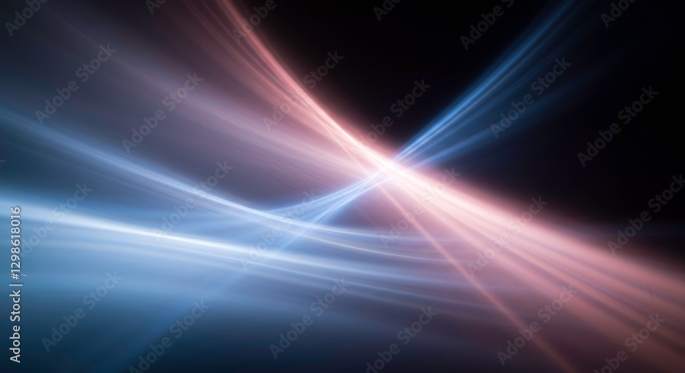 Abstract Light Trails: A mesmerizing display of intersecting light trails, painted in shades of blue and pink, dance across a dark background, creating an ethereal and dynamic composition. Abstract Light Trails: A mesmerizing display of intersecting light trails, painted in shades of blue and pink, dance across a dark background, creating an ethereal and dynamic composition.