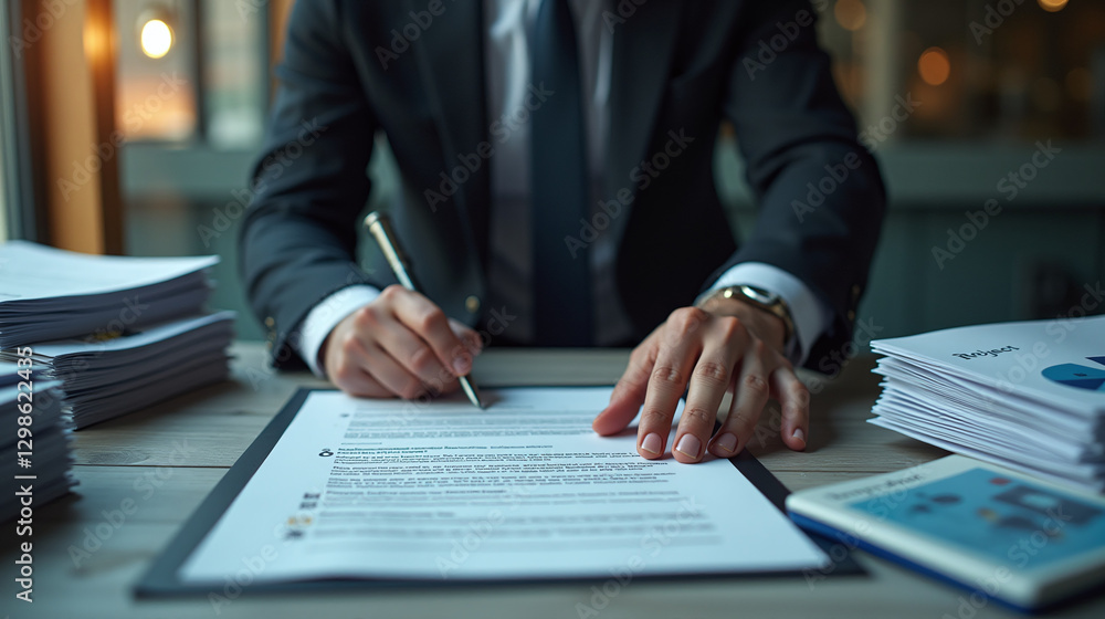 Businessman Declines Project Marked Approved With Red Tick Symbol Businessman Declines Project Marked Approved With Red Tick Symbol