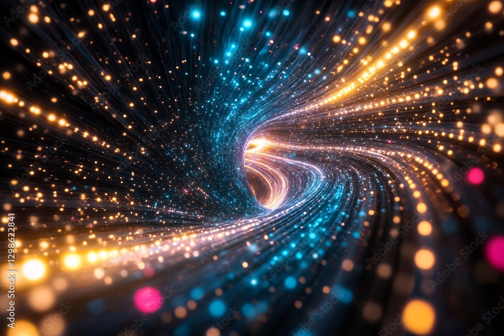 Obraz premium neon holographic light trails encryption pattern