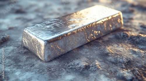 Silver Ingot Resting on a Smooth Surface With Soft Shadows Created by Gentle Lighting