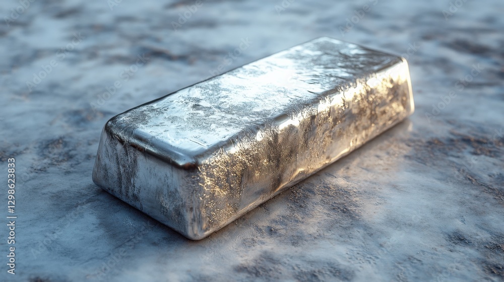 Single Silver Ingot Placed on a Smooth White Background With Soft Shadows Single Silver Ingot Placed on a Smooth White Background With Soft Shadows