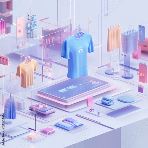 3d render of a modern product shelf