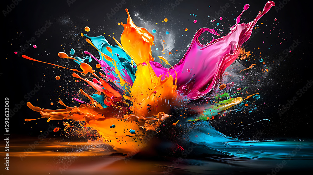 Obraz premium Color explosion art event studio setting abstract imagery vibrant environment dynamic perspective creative expression
