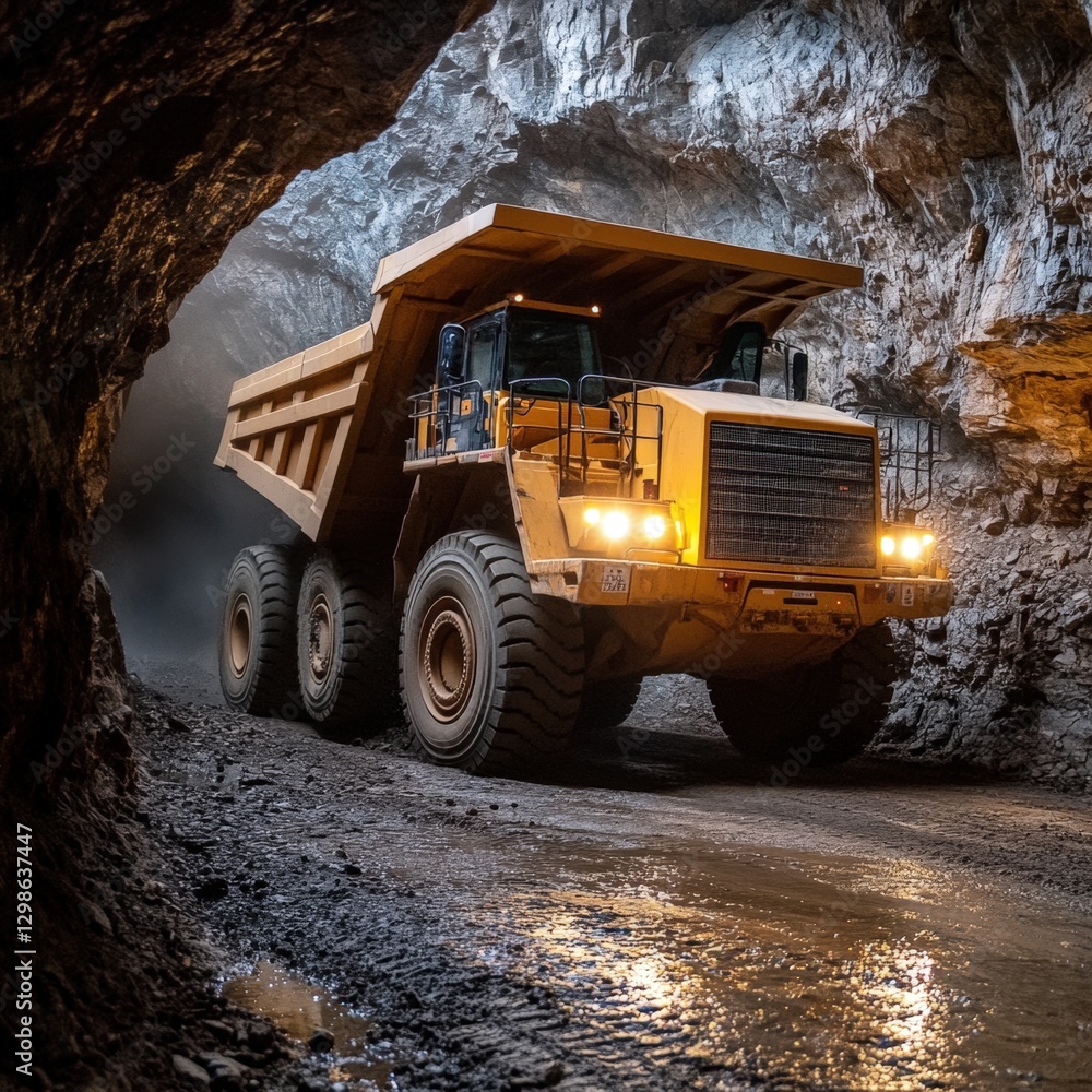 Large mining truck in a mine tunnel Large mining truck in a mine tunnel
