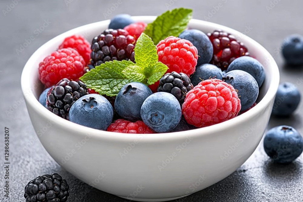 A vibrant bowl of mixed berries, rich in antioxidants and known for boosting immunity A vibrant bowl of mixed berries, rich in antioxidants and known for boosting immunity