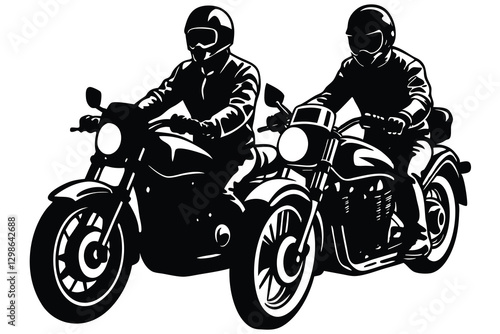 Biker Couple on a Classic Motorcycle