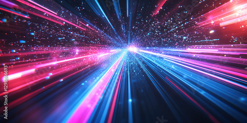 Abstract motion background with glowing light streaks in vibrant colors