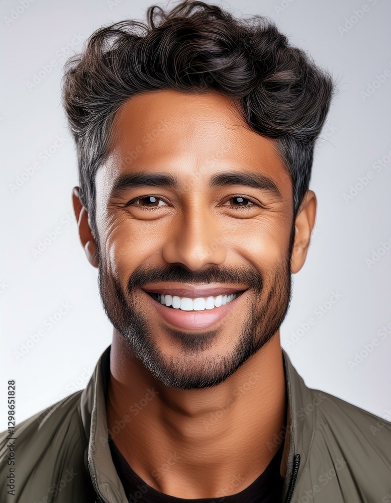 Obraz premium 白人男性の顔のポートレート。AIで生成