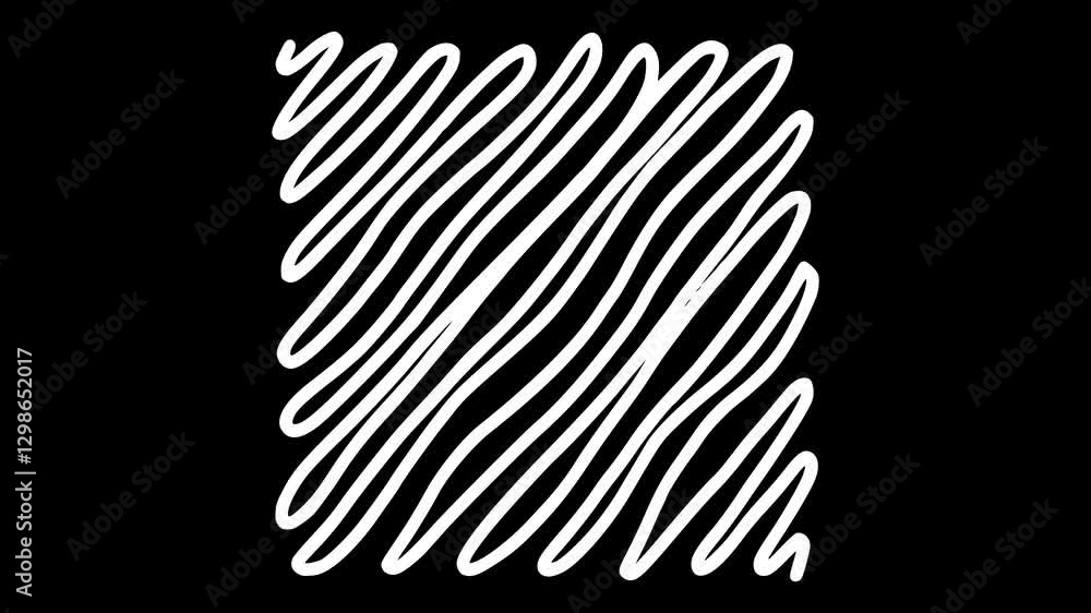 White wiggly hand drawn abstract curvy line square shape element on alpha White wiggly hand drawn abstract curvy line square shape element on alpha