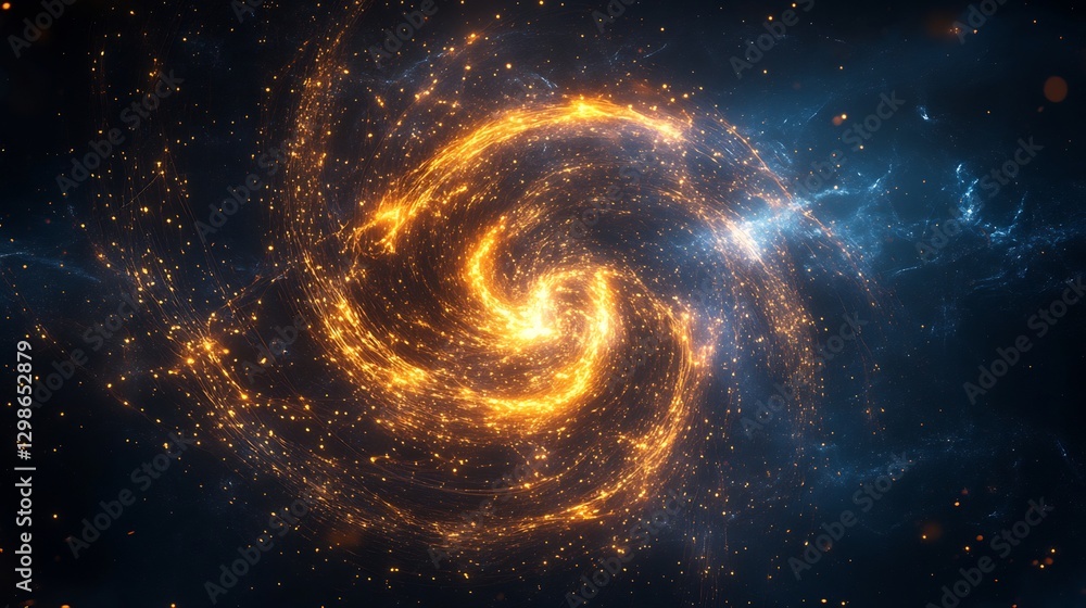 Obraz premium glowing cybernetic energy swirl AI fractals