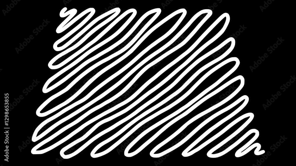White wiggly hand drawn abstract curvy line trapezoid shape element on alpha White wiggly hand drawn abstract curvy line trapezoid shape element on alpha
