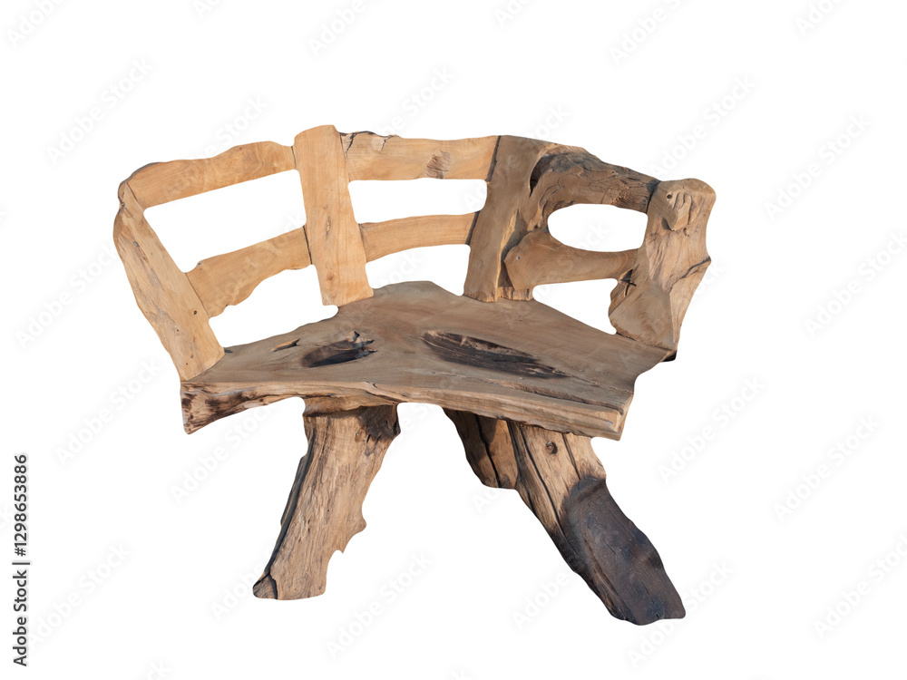Wood chair nature style on white background.