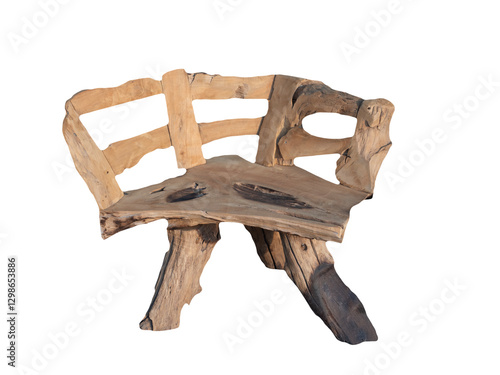 Obraz na płótnie Wood chair nature style on white background. w salonie