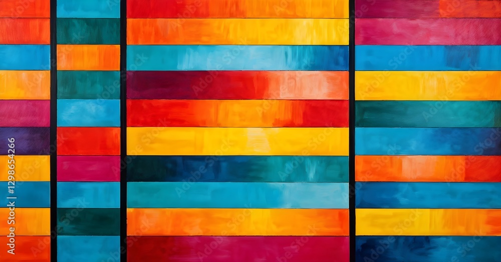 Fototapeta premium Abstract seamless pattern with vibrant colored stripes forming squares