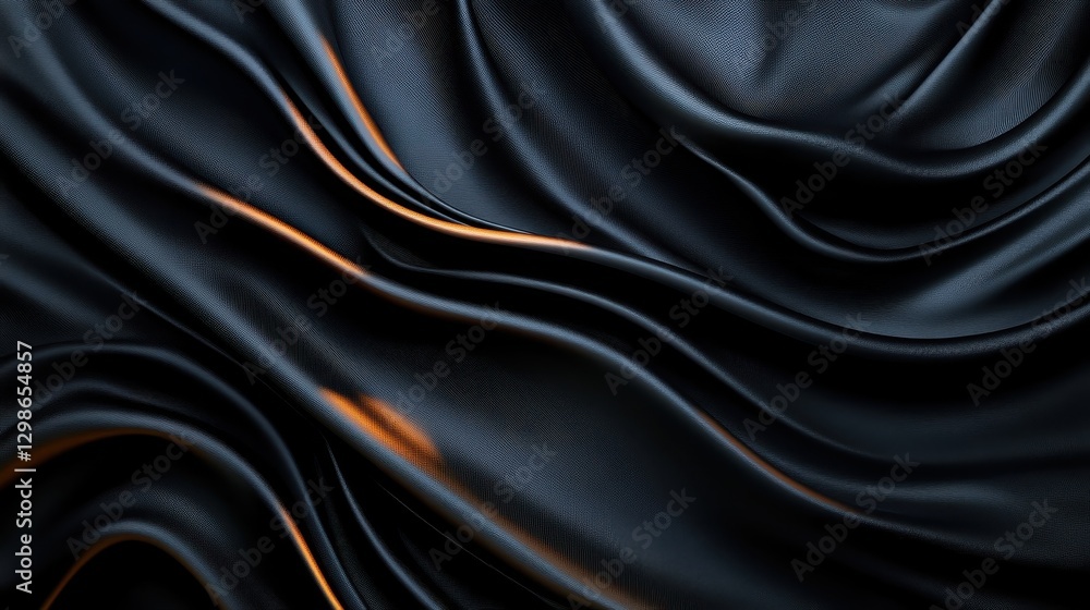 This image showcases beautifully draped black satin fabric, displaying intricate folds and soft reflections, creating a sense of sophistication and luxury in the aesthetic design. This image showcases beautifully draped black satin fabric, displaying intricate folds and soft reflections, creating a sense of sophistication and luxury in the aesthetic design.