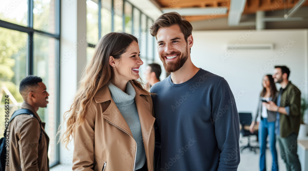 smiling man and woman displaying connection and happiness smiling man and woman displaying connection and happiness