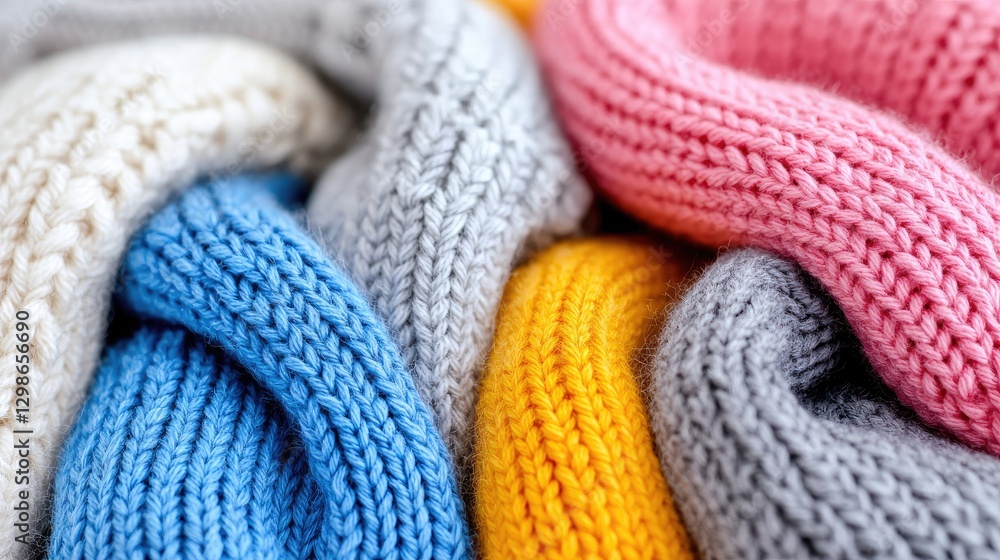 Colorful Knitted Fabrics Pile Colorful Knitted Fabrics Pile