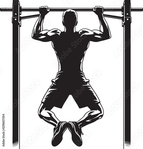 A man doing a pullup on a pullup bar