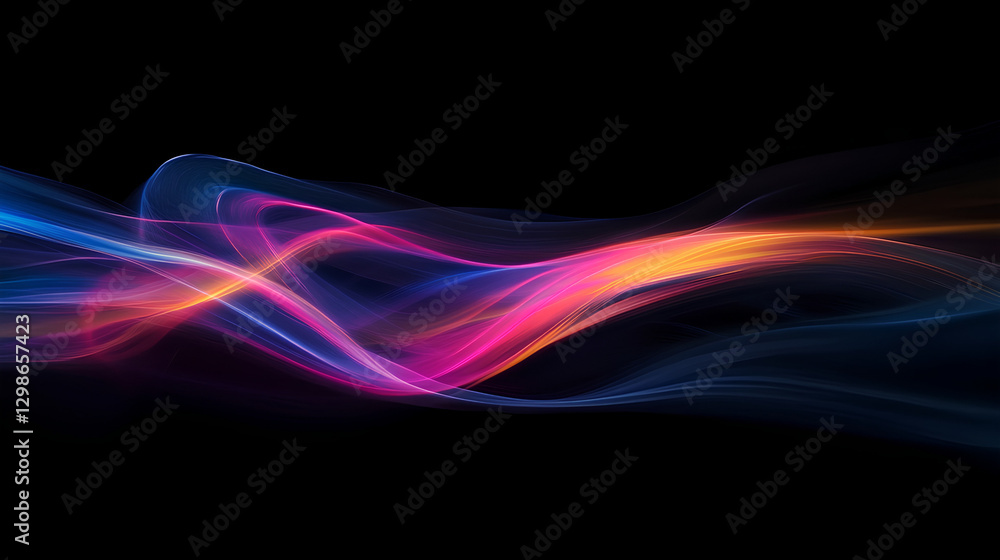 Vibrant Light Streaks on Black Background – Abstract Motion Flow Vibrant Light Streaks on Black Background – Abstract Motion Flow