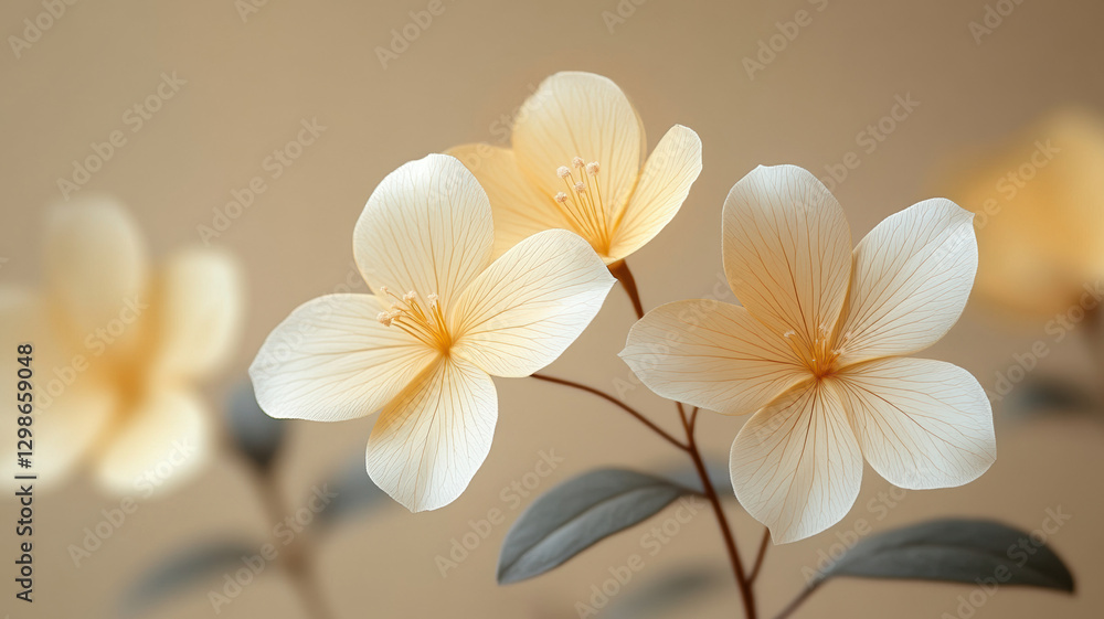 Fototapeta premium A minimalistic vector design of very light yellow winter jasmine, drawn with simple single-line art on a white background, highlighting its delicate beauty.