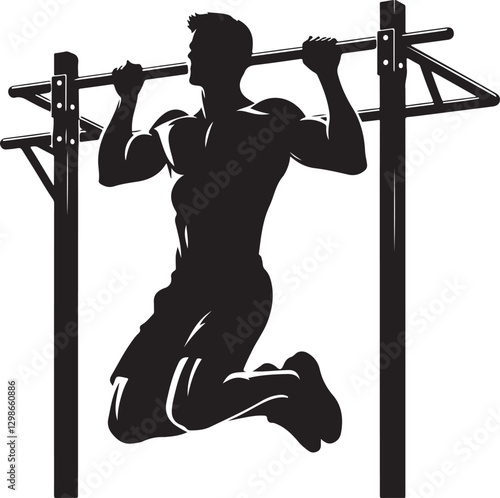 A man doing a pullup on a pullup bar