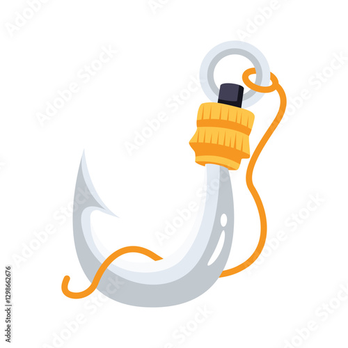 An editable 3d style icon of fishing hook