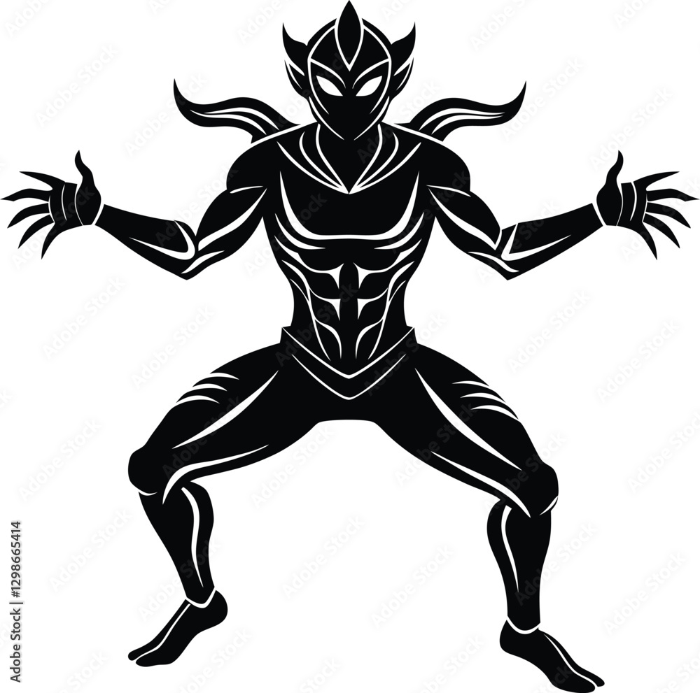 Fototapeta premium Dynamic Fantasy Character Silhouette Illustration.