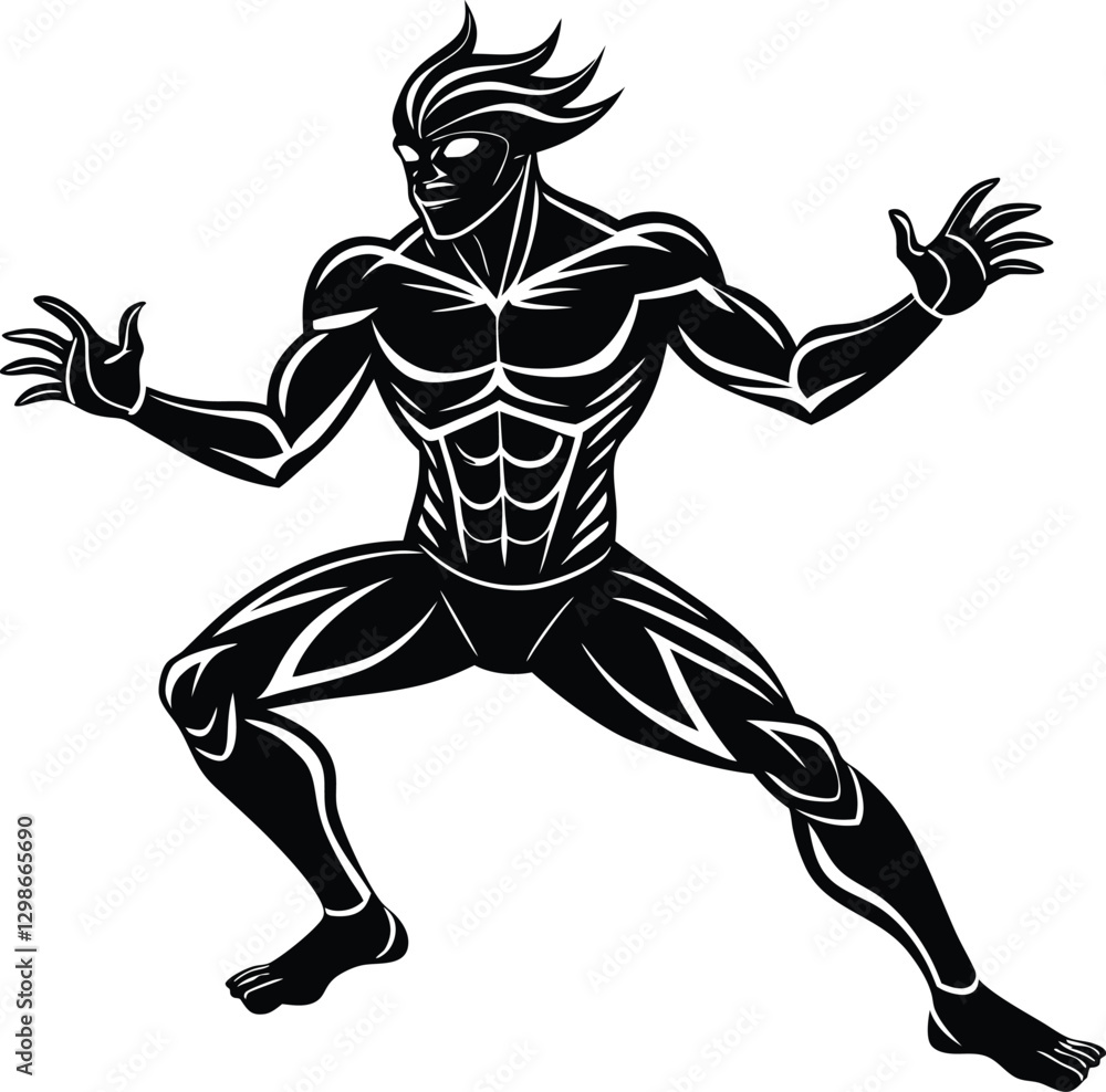 Dynamic Fantasy Character Silhouette Illustration. Dynamic Fantasy Character Silhouette Illustration.