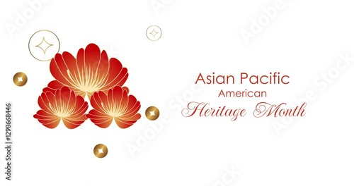 May Asian American and Pacific Islander Heritage Month. Illustration with text, Chinese pattern. Asia Pacific American Heritage Month