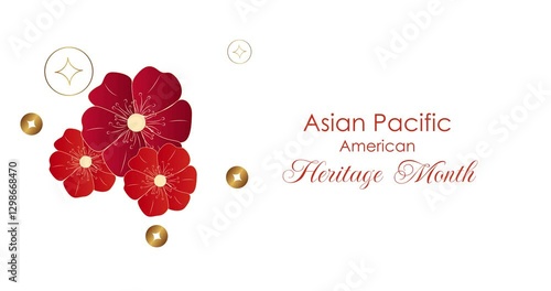 May Asian American and Pacific Islander Heritage Month. Illustration with text, Chinese pattern. Asia Pacific American Heritage Month