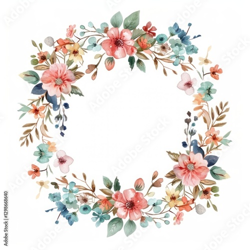 Floral wreath watercolor illustration